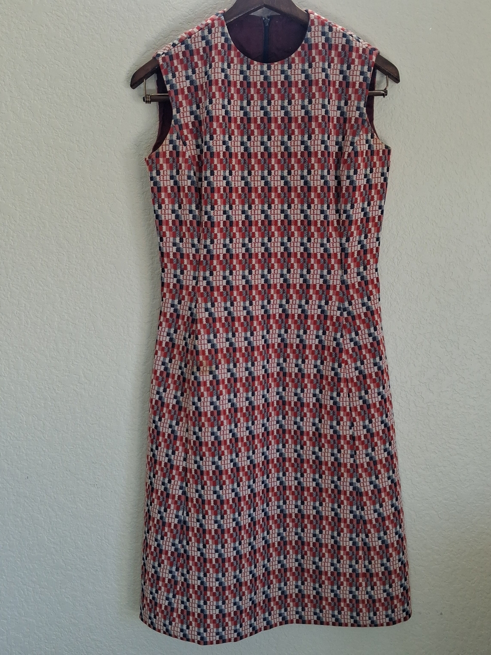 Vintage 1960s/70s Stephan Casuals Sleeveless Tweed Mod Sheath Dress with Pockets